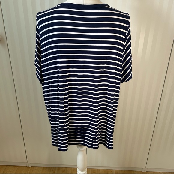 NWOT Market & Spruce navy blue white stripes v-neck soft tee Size 2X - Picture 7 of 11